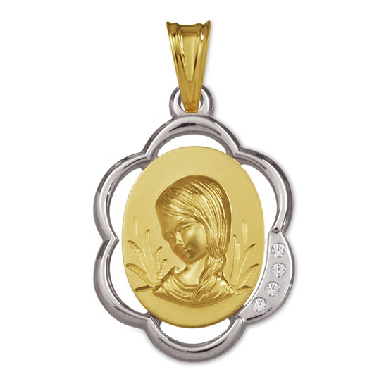 Medalla comunion virgen niña oro 1802105bic