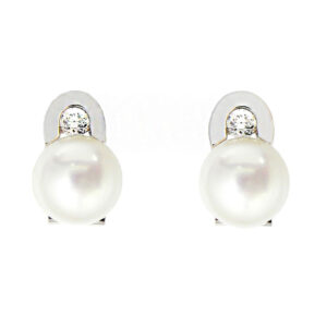 Pendientes perlas oro blanco D26-2814-1-P Joyería Rincón