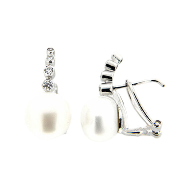 Pendiente oro blanco perla 29-11573-P Joyeria Rincon