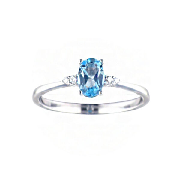Anillo topacio azul y diamantes oro blanco DG493512 Joyería Rincón