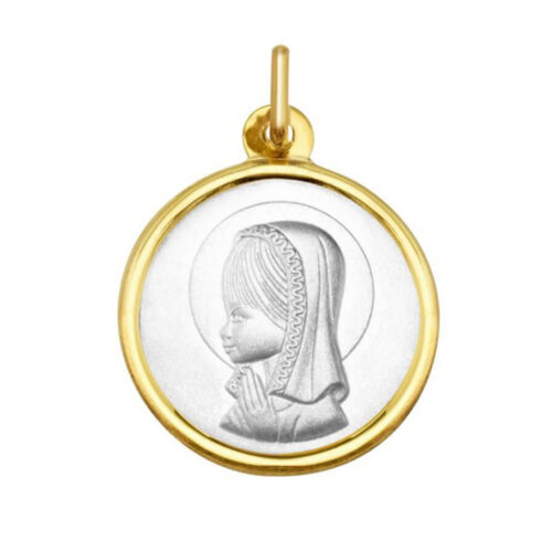Medalla virgen niña oro bicolor 1290104 Joyería Rincón
