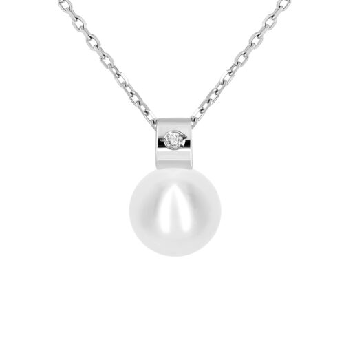 Gargantilla perla y diamante oro blanco 609035 Joyería Rincón