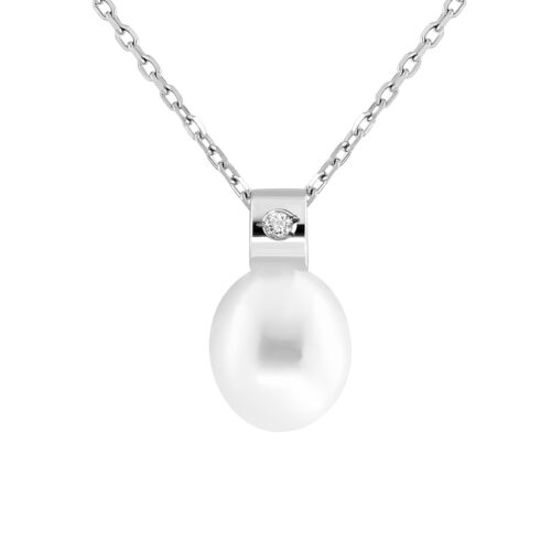 Gargantilla perla y diamante oro blanco 609036 Joyería Rincón