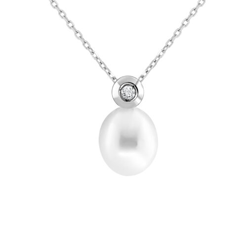 Gargantilla perla y diamante oro blanco DC609031 Joyería Rincón