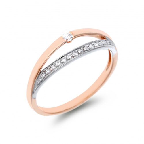 Anillo diamantes oro rosa y blanco doble DG5686 Joyería Rincón