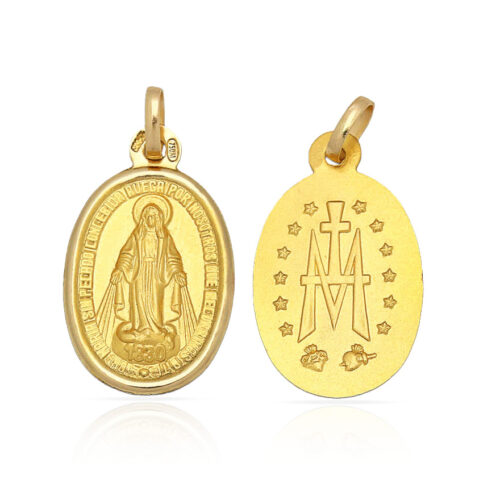 Medalla Virgen de la Milagrosa con atributos LUM-288 Joyería Rincón
