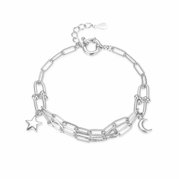 Pulsera luna y estrella en plata DP2040996 Joyería Rincón