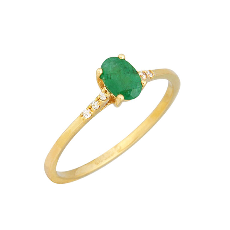 Anillo esmeralda y diamantes oro amarillo MG571604 Joyería Rincón
